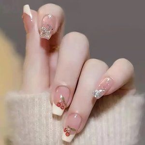 24pcs Glossy Medium Ballet Fake Nails
